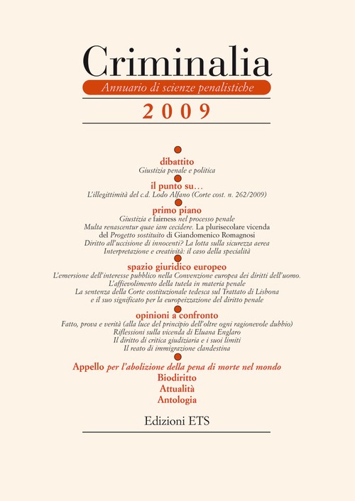 Criminalia 2009.Annuario di scienze penalistiche