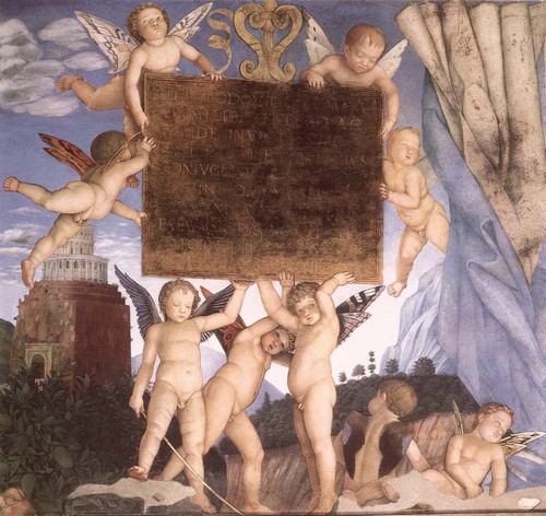 2/ - Andrea Mantegna, Putti che reggono una tabella dedicatoria al Marchese Ludovico Gonzaga, Mantova
