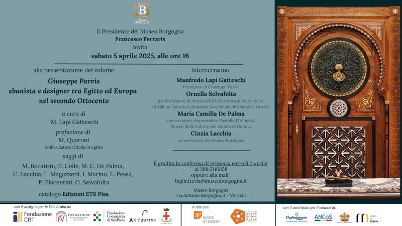 Presentazione del volume Giuseppe Parvis ebanista e designer tra Egitto ed Europa nel secondo Ottocento