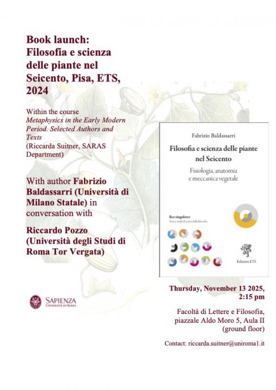Presentazione del libro Filosofia e scienza delle piante nel Seicento