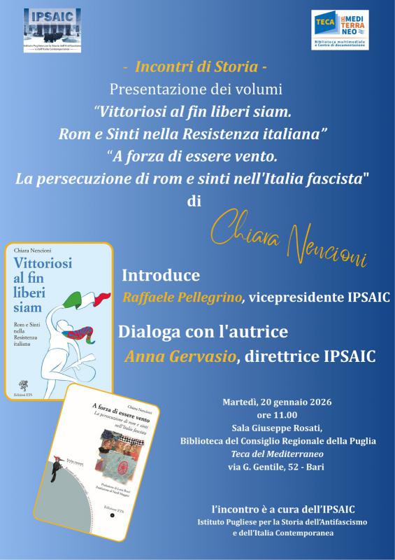 Presentazione dei volumi Vittoriosi al fin liberi siam e A forza di essere vento