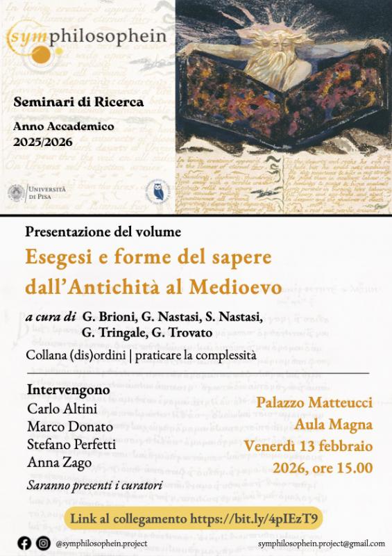 Presentazione del volume Esegesi e forme del sapere dall'Antichit� al Medioevo