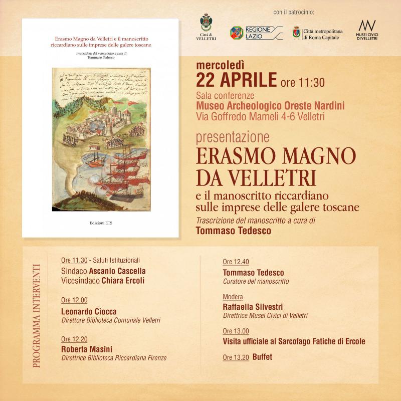 Presentazione del libro Erasmo Magno da Velletri