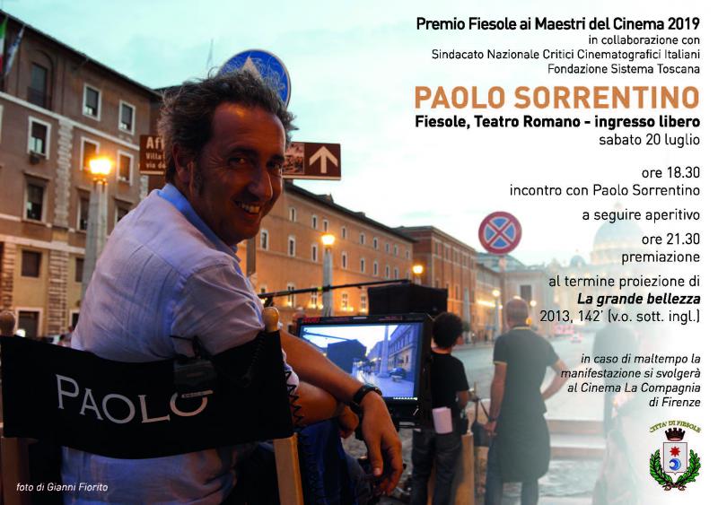 Premio Fiesole 2019 a Paolo Sorrentino