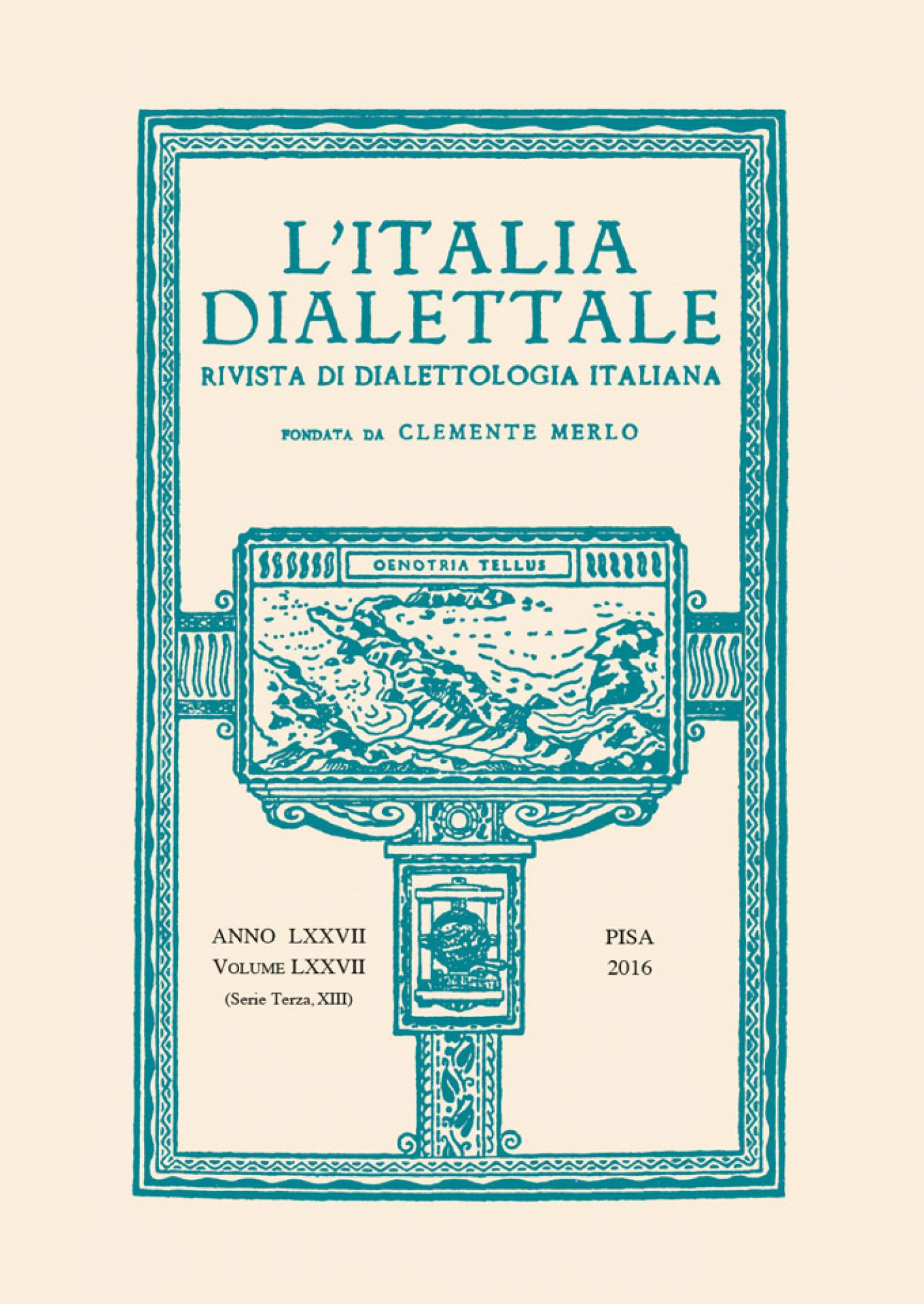 L'Italia dialettale.Rivista di dialettologia italiana – Vol. LXXVII