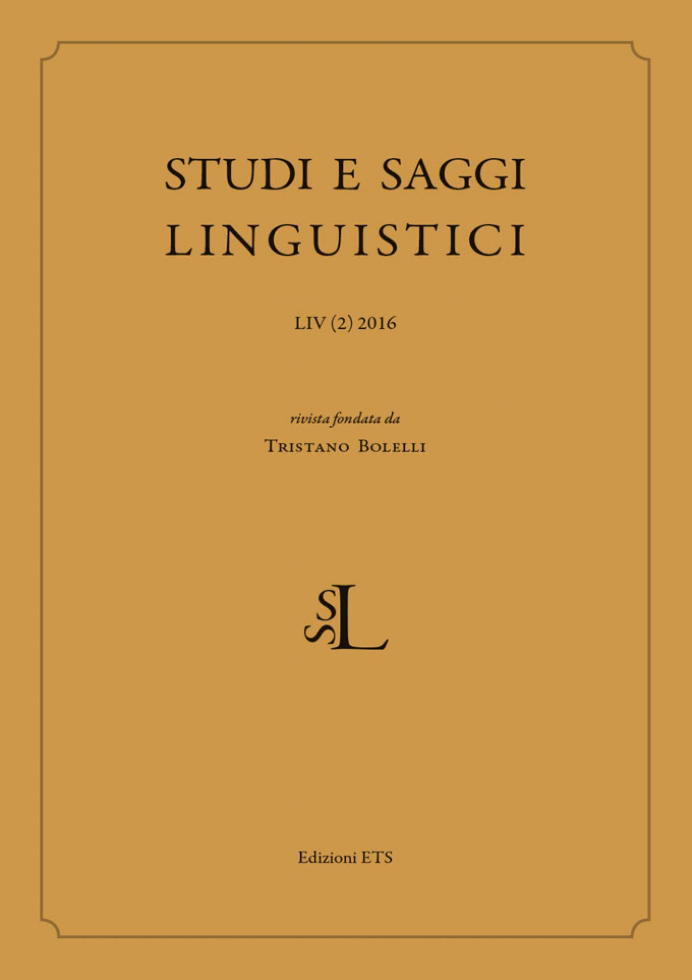Studi e saggi linguistici LIV (2)