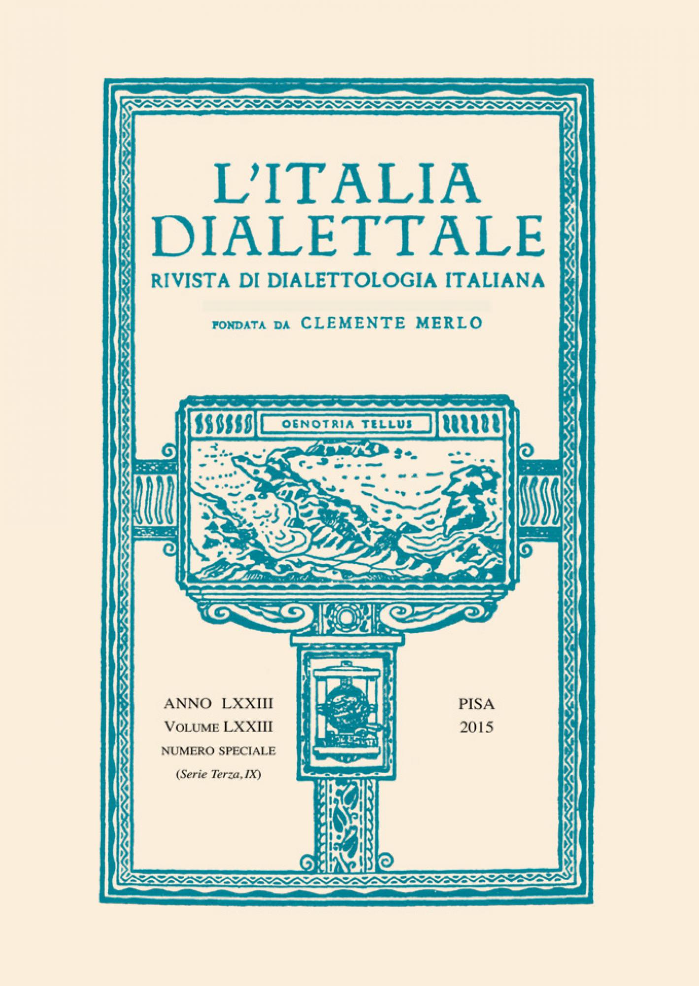L'Italia dialettale.Rivista di dialettologia italiana – Vol. LXXIII supplemento