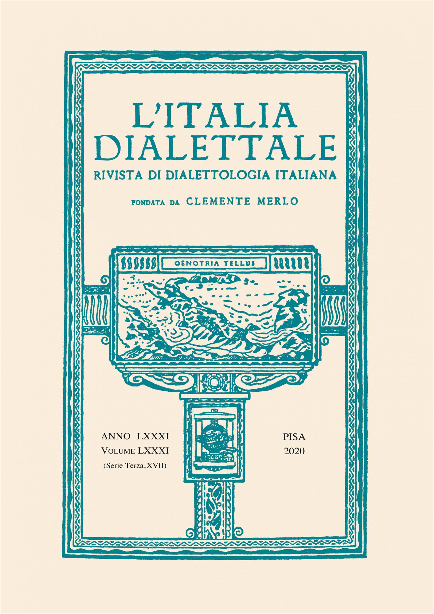 L'Italia dialettale.rivista di dialettologia italiana  - Vol. LXXXI