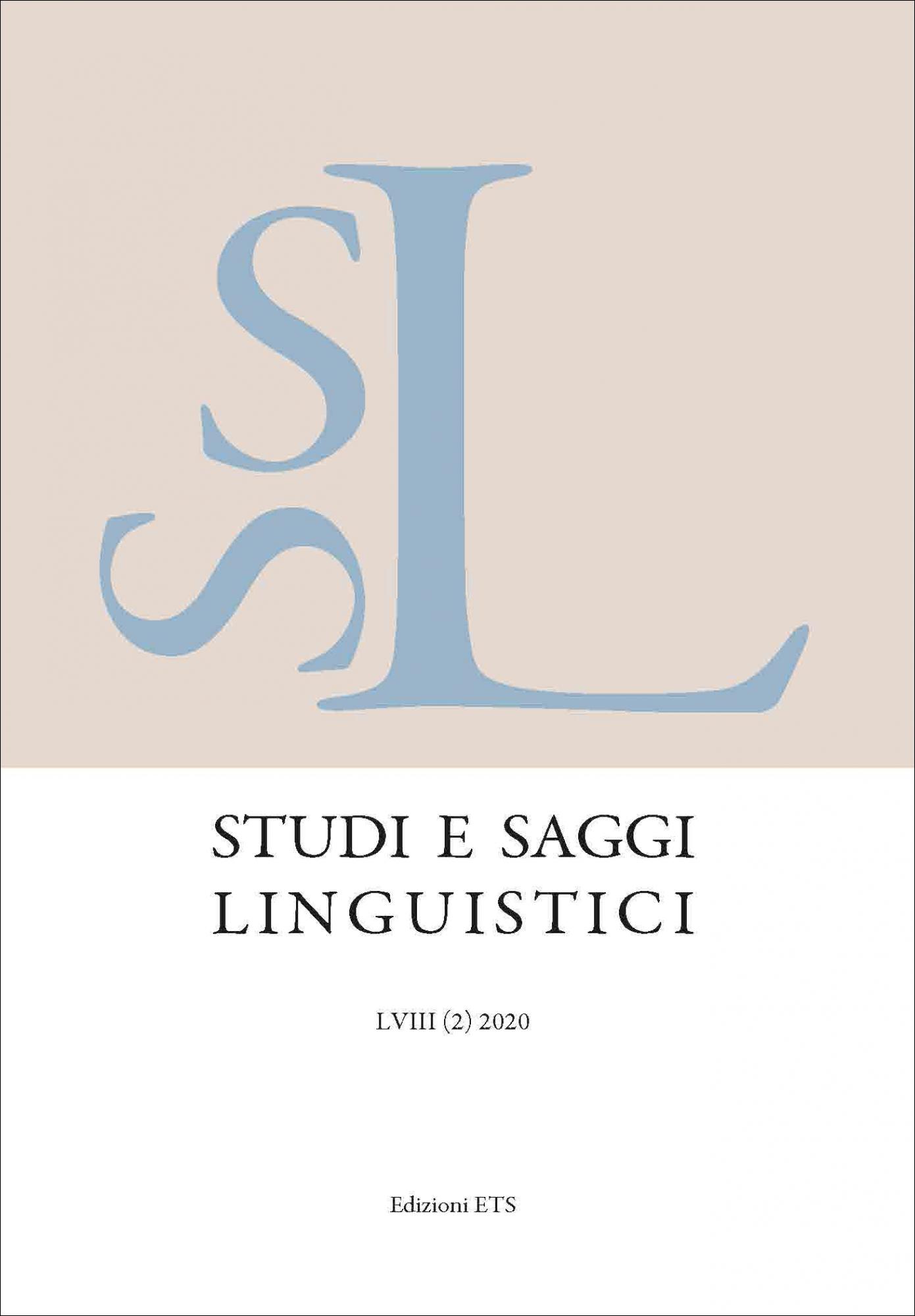 Studi e saggi linguistici
<em> </em>.LVIII/(2)2020