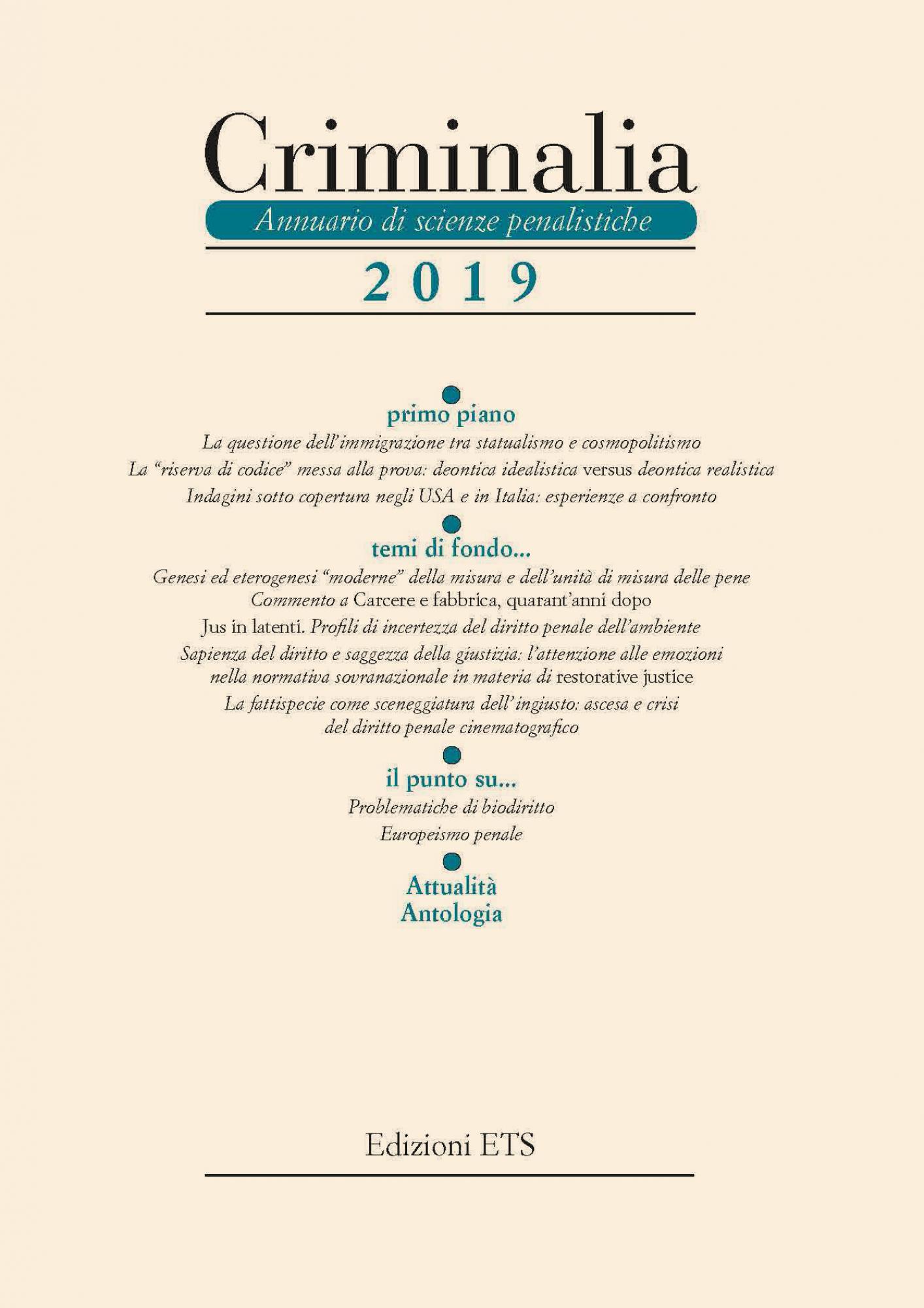 Criminalia 2019.Annuario di scienze penalistiche