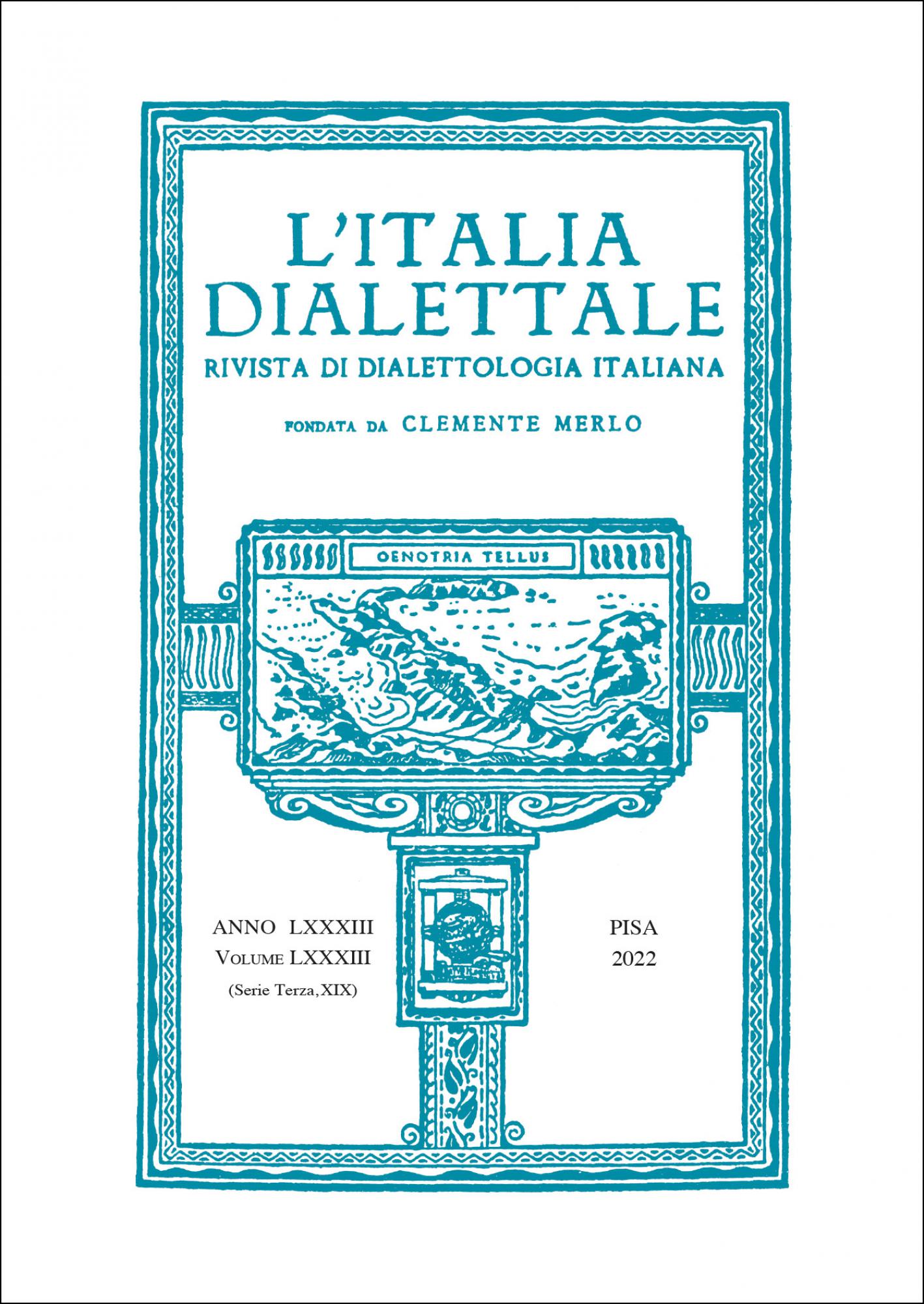 L'Italia dialettale.Rivista di dialettologia italiana - VOL. LXXXIII