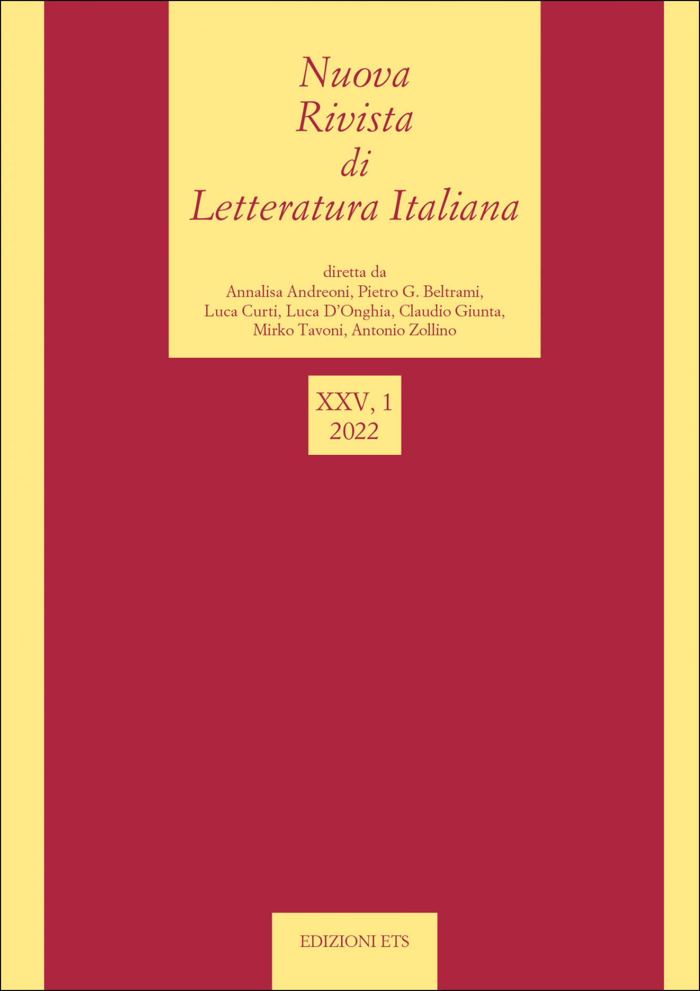 Nuova Rivista di Letteratura Italiana 2022, 1.XXV, 1, 2022