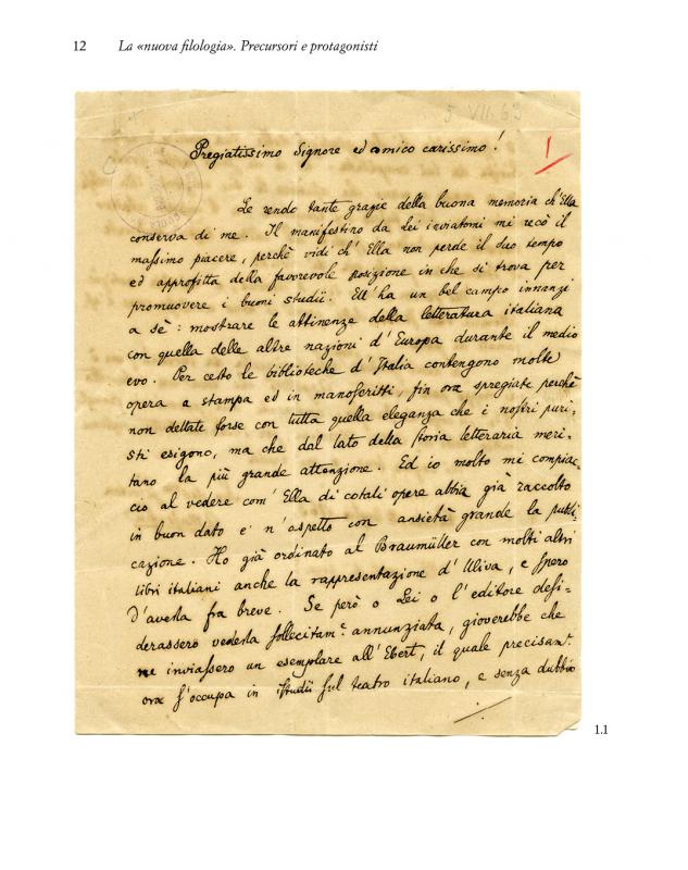 2/ - La &laquo;nuova filologia&raquo;. Precursori e protagonisti