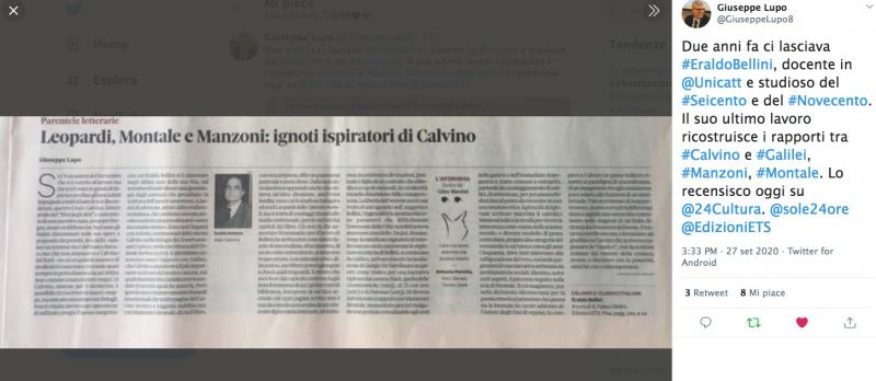 Calvino e i classici italiani su Il sole 24 ore