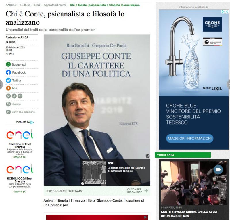 Lancio ANSA nazionale per il volume su Giuseppe Conte